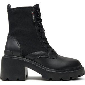 Polokozačky Tommy Jeans Tjw Mid Heel Boot Mix Media EN0EN02556 Černá