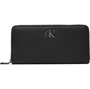 Velká dámská peněženka Calvin Klein Jeans Minimal Monogram Zip K60K612266 Černá
