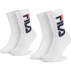 Sada 2 párů vysokých ponožek unisex Fila F9598 White 300