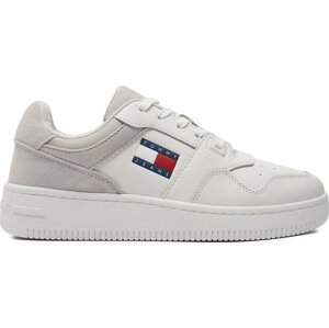 Sneakersy Tommy Jeans Retro Basket Mix Media EN0EN02653 Bílá