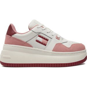 Sneakersy Tommy Jeans Retro Basket Flatform Mix EN0EN02654 Růžová