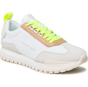 Sneakersy Calvin Klein Jeans Toothy Runner Laceup Fluo Contr YM0YM00672 White/Ancient White 0LA