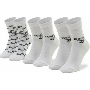 Sada 3 párů vysokých ponožek unisex Reebok Cl Fo Crew Sock 3P GG6682 White