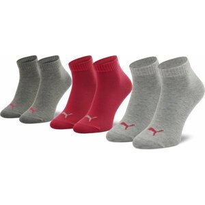 Sada 3 párů dámských vysokých ponožek Puma 906978 16 Middle Grey Melange/Pink 1