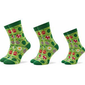 Sada 3 párů vysokých ponožek unisex Rainbow Socks Xmas Balls Zelená