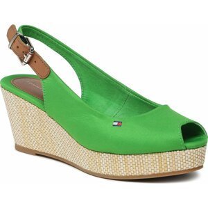 Sandály Tommy Hilfiger Iconic Elba Sling Back Wedge FW0FW04788 Galvanic Green LXM
