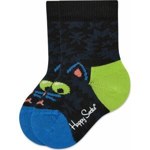 Vysoké dětské ponožky Happy Socks KCAT01-9300 Černá