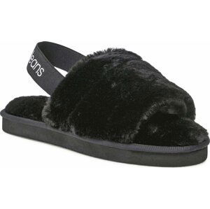 Bačkory Calvin Klein Jeans Home Slipper Fakefur Elastic YW0YW00751 Black BDS