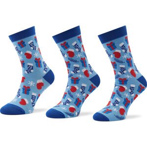 Sada 3 párů vysokých ponožek unisex Rainbow Socks Xmas Balls Modrá