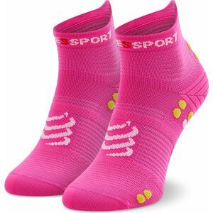 Klasické ponožky Unisex Compressport Pro Racing Socks V4.0 Run Low XU00047B_360 Fluo Pink/Proimerose