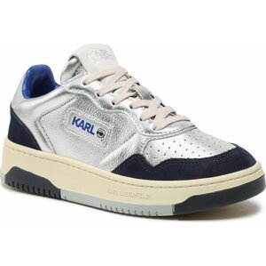 Sneakersy KARL LAGERFELD KL63021F Silver Text Lthr W/Blue