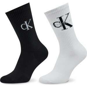 Sada 2 párů dámských vysokých ponožek Calvin Klein Jeans Sock 2P Scatter 701224133 White Combo 001