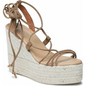 Espadrilky Manebi Soft Suede Lace-Up Wedge Espadrilles L 8.7 WA Tobacco