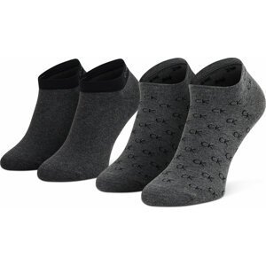 Sada 2 párů pánských nízkých ponožek Calvin Klein 701218715 Mid Grey Melange 002