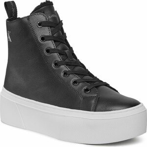 Sneakersy Calvin Klein Jeans Cupsole Flatform Mid Wl Lth Wn YW0YW01180 Black/Bright White BEH