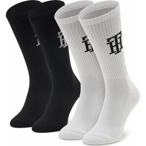 Sada 2 párů pánských vysokých ponožek Tommy Hilfiger 701221053 Black 004