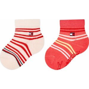 Sada 2 párů dětských vysokých ponožek Tommy Hilfiger 701222671 Pink/Multicolor 015