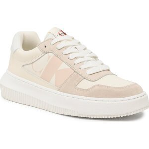 Sneakersy Calvin Klein Jeans Chunky Cupsole Laceup Mix Lth Wn YW0YW01046 Creamy White/Eggshell/Black