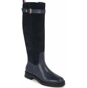 Kozačky ve vojenském stylu Tommy Hilfiger Casual Essential Belt Longboot FW0FW07480 Space Blue DW6