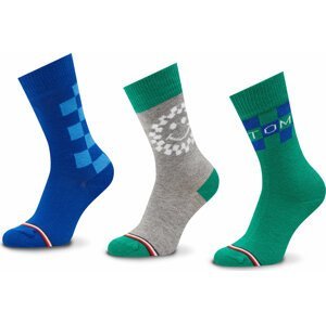 Sada 3 párů dětských vysokých ponožek Tommy Hilfiger 701220267 Geen/Blue Combo 003