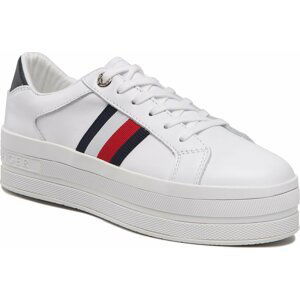 Sneakersy Tommy Hilfiger Th Webbing Flatform Cupsole FW0FW06731 White YBR