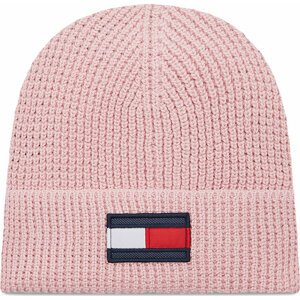 Čepice Tommy Hilfiger Big Flag Beanie AU0AU01500 Růžová