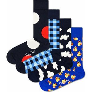 Sada 4 párů pánských vysokých ponožek Happy Socks XBLU09-6300 Barevná