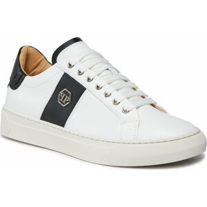 Sneakersy PHILIPP PLEIN Leather Lo-Top Sneakers Hexagon AACS MSC3905 PLE075N White / Black 0102