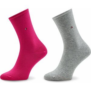 Sada 2 párů dámských vysokých ponožek Tommy Hilfiger 371221 Magenta 090