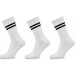 Sada 3 párů vysokých ponožek unisex Pepe Jeans Rib Cr 3P PMU30024 White 800