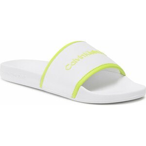 Nazouváky Calvin Klein Jeans Institutional Slide YW0YW00594 White/Safety Yellow 0K8