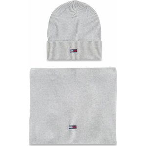 Set čepice a tunelová šála Tommy Jeans Tjw Flag Beanie And Scarf AW0AW15482 Šedá