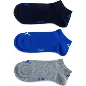 Sada 3 párů nízkých ponožek unisex Puma 261080001 Blue/Grey Melange 277