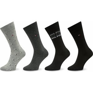 Sada 4 párů pánských vysokých ponožek Tommy Hilfiger 701222193 Black 002