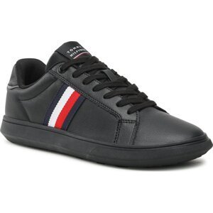 Sneakersy Tommy Hilfiger Corporate Leather Cup Stripes FM0FM04732 Black BDS