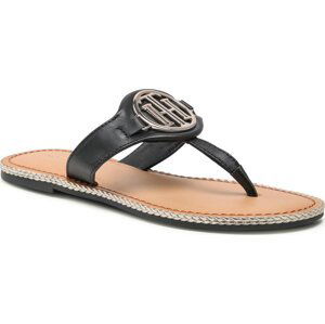 Žabky Tommy Hilfiger Essential Leather Flat Sandal Black BDS