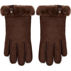 Dámské rukavice Ugg W Shorty Glove W Leather Trim 17367 Burnt Cedar Bcdr