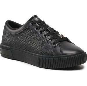 Sneakersy Tommy Hilfiger Th Monogram Leather Sneaker FW0FW06858 Black BDS