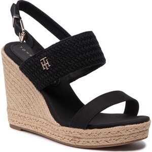 Espadrilky Tommy Hilfiger Textured High Wedge Sandal FW0FW06441 Black BDS