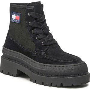 Polokozačky Tommy Jeans Foxing Lace Up Boot EN0EN01915 Black BDS