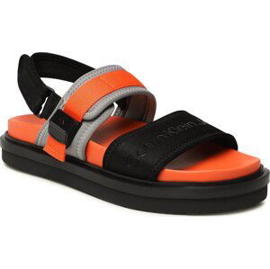 Sandály Calvin Klein Jeans Doublebar Hardware YM0YM00643 Black/Orange 0JH