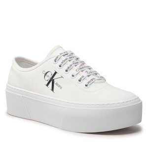 Sneakersy Calvin Klein Jeans Cupsole Flatform Laceup Low Txt YW0YW00766 Bright White YAF