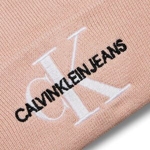 Čepice Calvin Klein Monologo Embro Beanie K60K611254 Pale Conch TFT