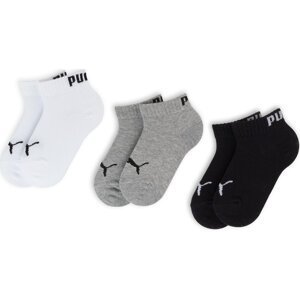 Sada 3 párů dětských nízkých ponožek Puma Kids Quarter 907375 08 Grey/White/Black