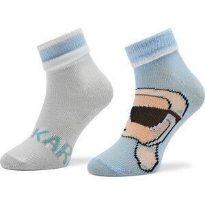 Sada 2 párů dětských vysokých ponožek Karl Lagerfeld Kids Z90047 Modrá