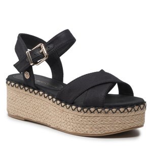 Espadrilky Tommy Hilfiger Shiny Touches Flatform Wedge FW0FW06245 Black BDS