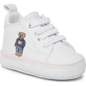 Sneakersy Polo Ralph Lauren RL100689 WHITE SMOOTH/LIGHT PINK W/ AMERICAN FLAG BEAR