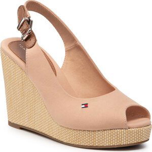 Espadrilky Tommy Hilfiger Iconic Elena Sling Back Wedge FW0FW04789 Sandrift ABR