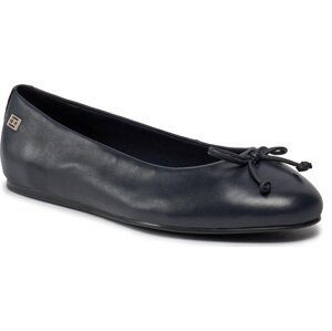 Baleríny Tommy Hilfiger Essential Leather Ballerina FW0FW07768 Space Blue DW6