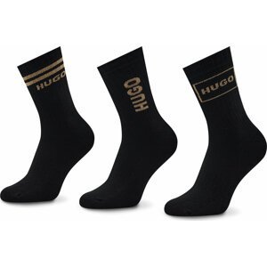 Sada 3 párů dámských vysokých ponožek Hugo 3p Qs Rib Logo Cc W 50484149 001